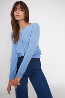 Cardigan Col Rond Zika - Bleu Ciel - 100% Cachemire Oeko-Tex - Femme