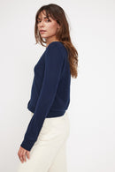 Cardigan Col Rond Zika - Bleu Marine - 100% Cachemire Oeko-Tex - Femme