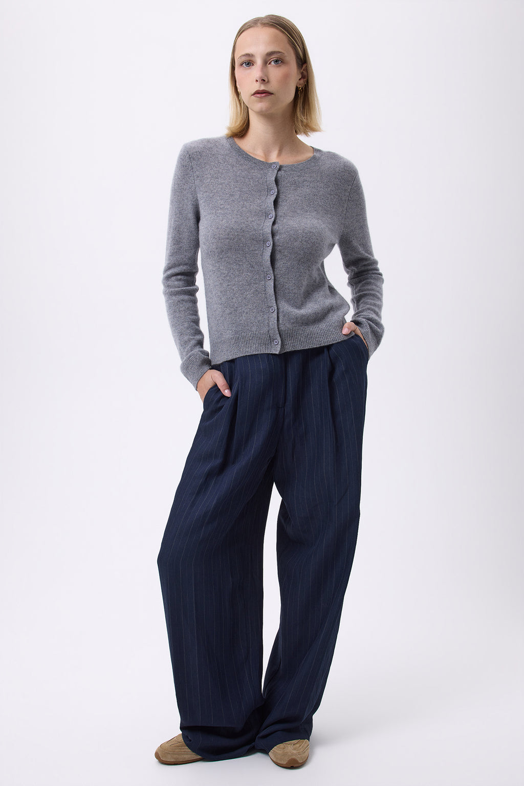Cardigan Col Rond F Zika - Gris Foncé - Femme
