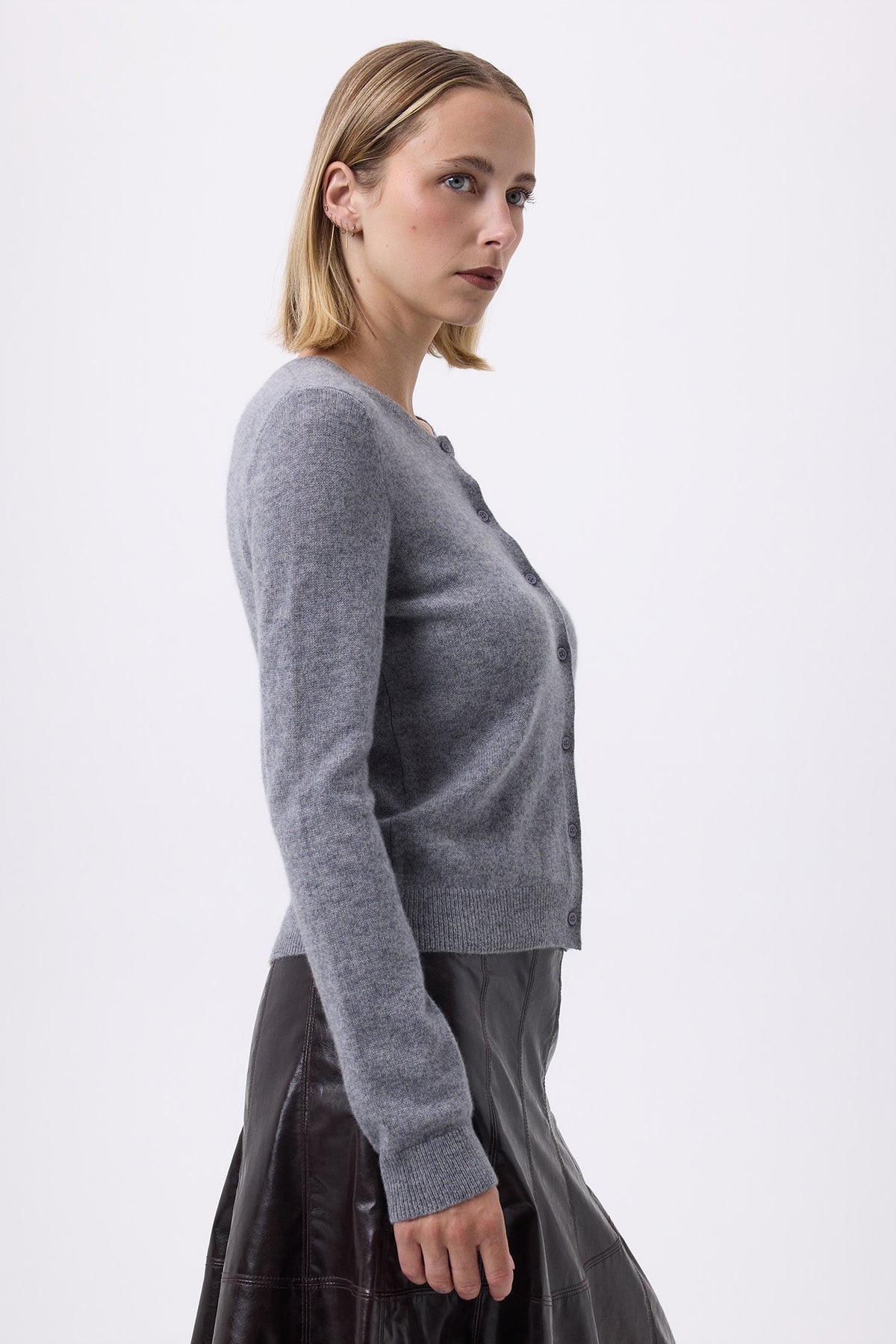 Cardigan Col Rond F Zika - Gris Foncé - Femme