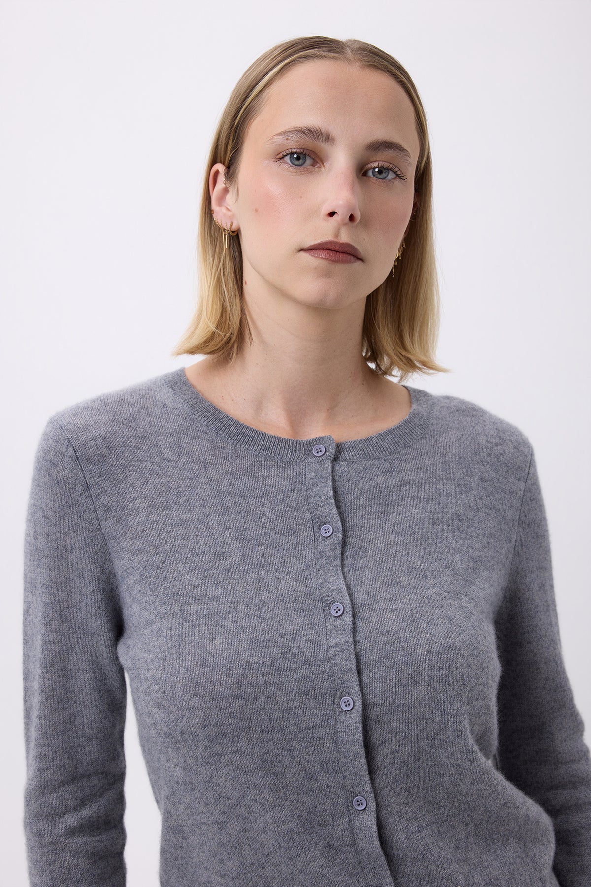 Cardigan Col Rond F Zika - Gris Foncé - Femme