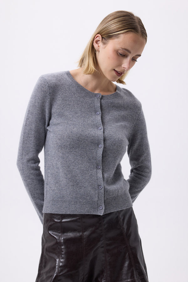 Cardigan Col Rond F Zika - Gris Foncé - Femme