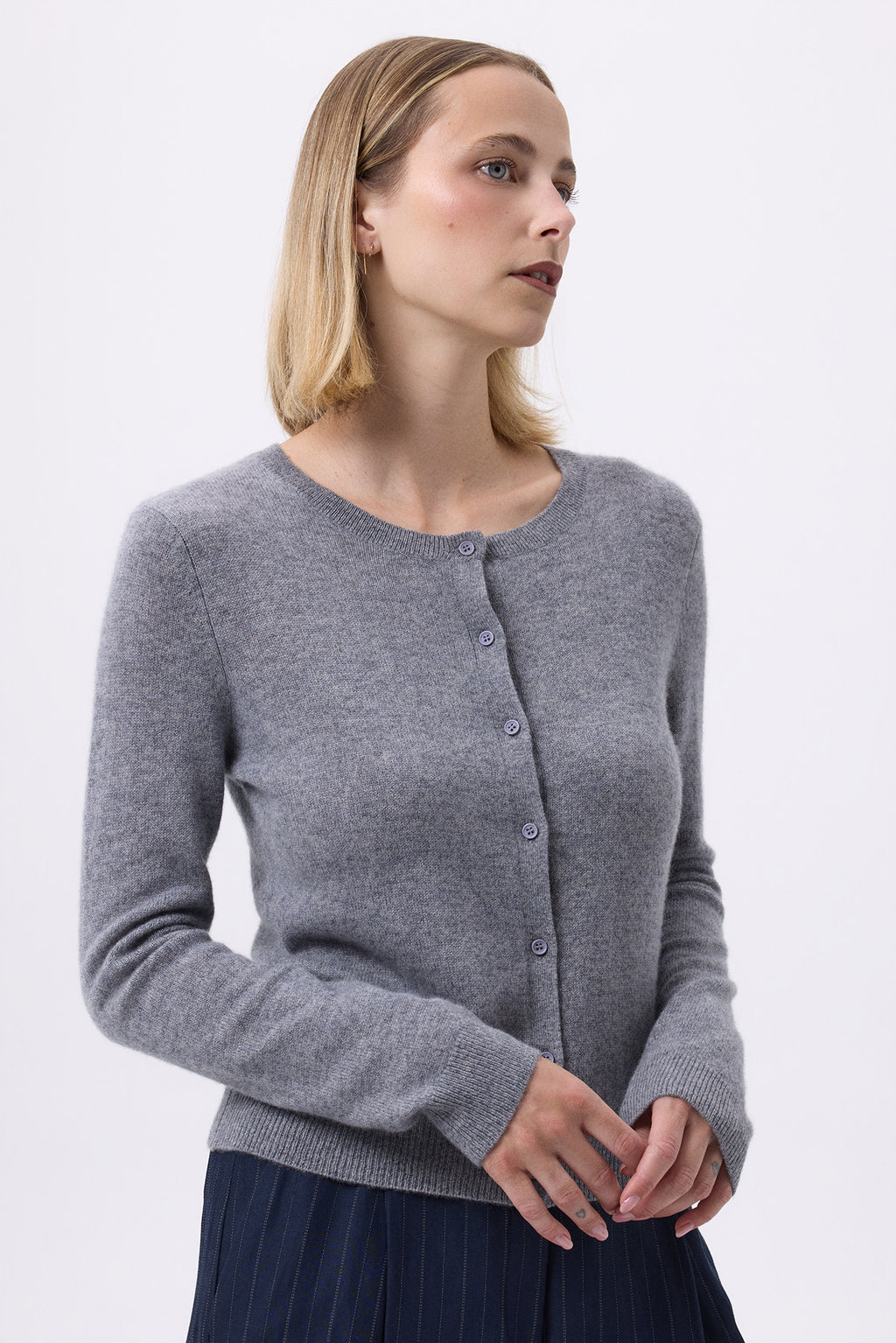 Cardigan Col Rond F Zika - Gris Foncé - Femme