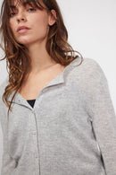 Cardigan Col Rond Zika - Gris Perle - 100% Cachemire Oeko-Tex - Femme