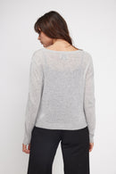 Zika Round Neck Cardigan - Pearl Grey - 100% Cashmere Oeko-Tex - Woman