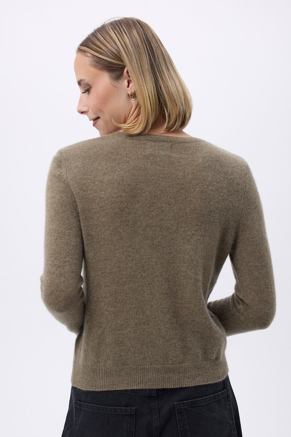 Cárdigan de cuello redondo F Zika - Verde caqui - Mujer