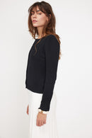 Cardigan Col Rond Zika - Noir - 100% Cachemire Oeko-Tex - Femme