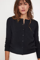 Zika Round Neck Cardigan - Black - 100% Cashmere Oeko-Tex - Woman