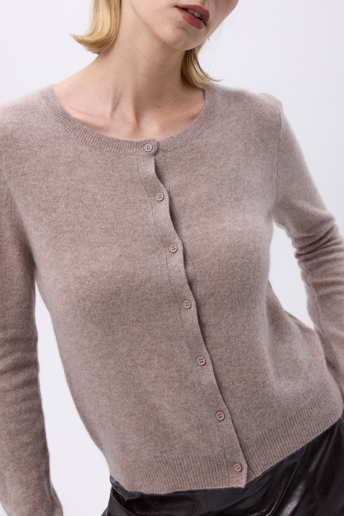 Cardigan Col Rond F Zika - Taupe - Femme