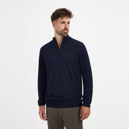 Pull Zip Up 100% Merino- Navy Blue