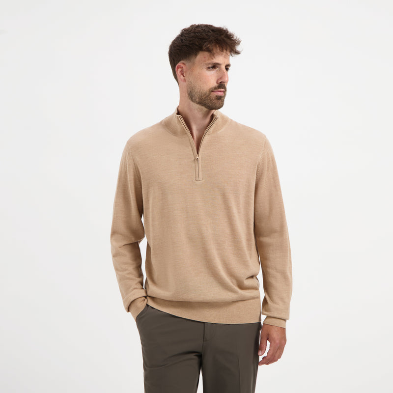 Pull Zip Up 100% Merino - Sahara Sand