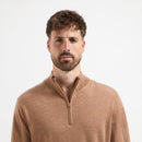 Pull Zip Up 100% Merino  - Tuscan Camel
