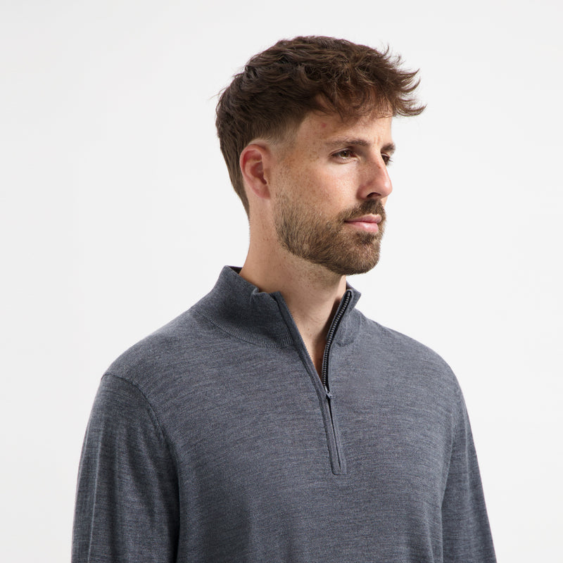 Pull Zip Up 100% Merino - Storm Grey