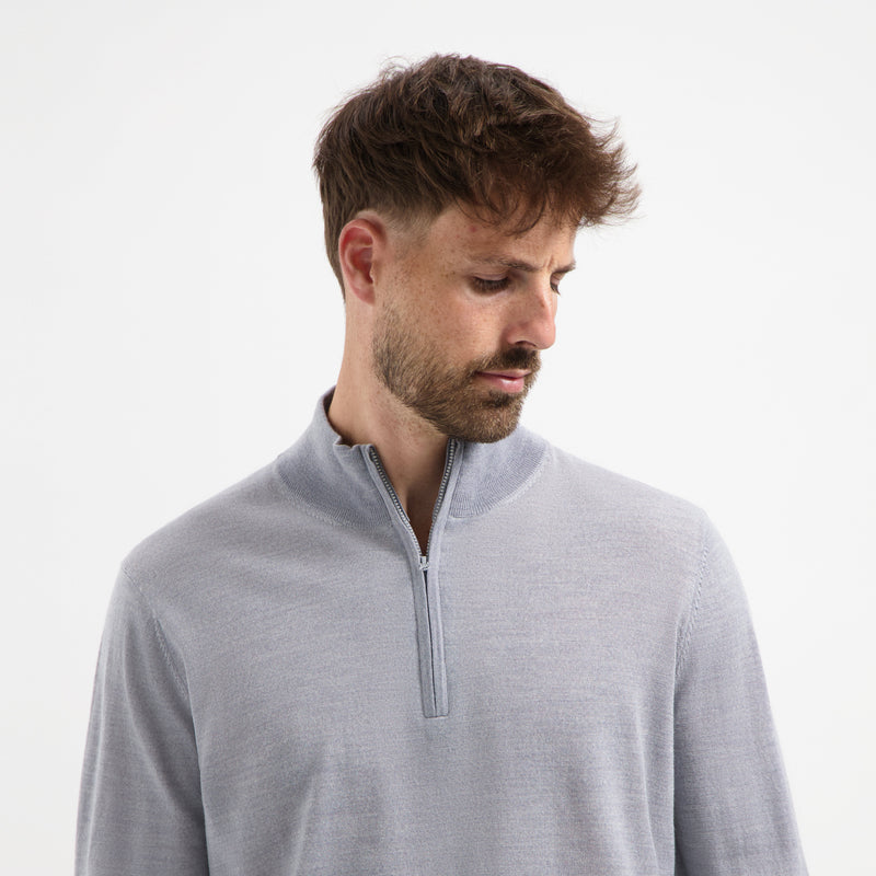 Pull Zip Up 100% Merino - Moonstone Grey