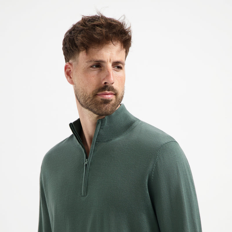 Pull Zip Up 100% Merino - Fernstone Green