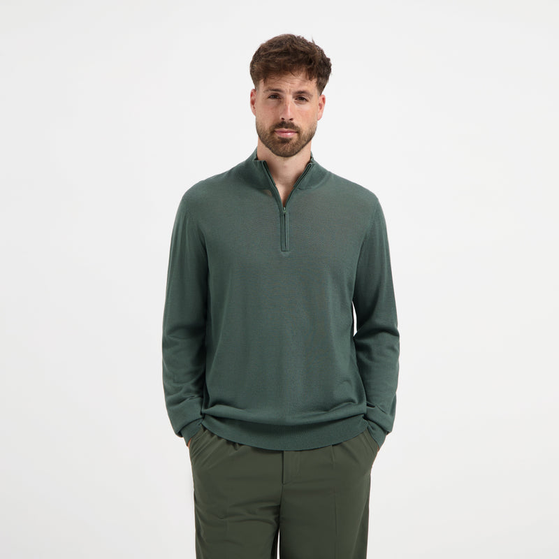 Pull Zip Up 100% Merino - Fernstone Green