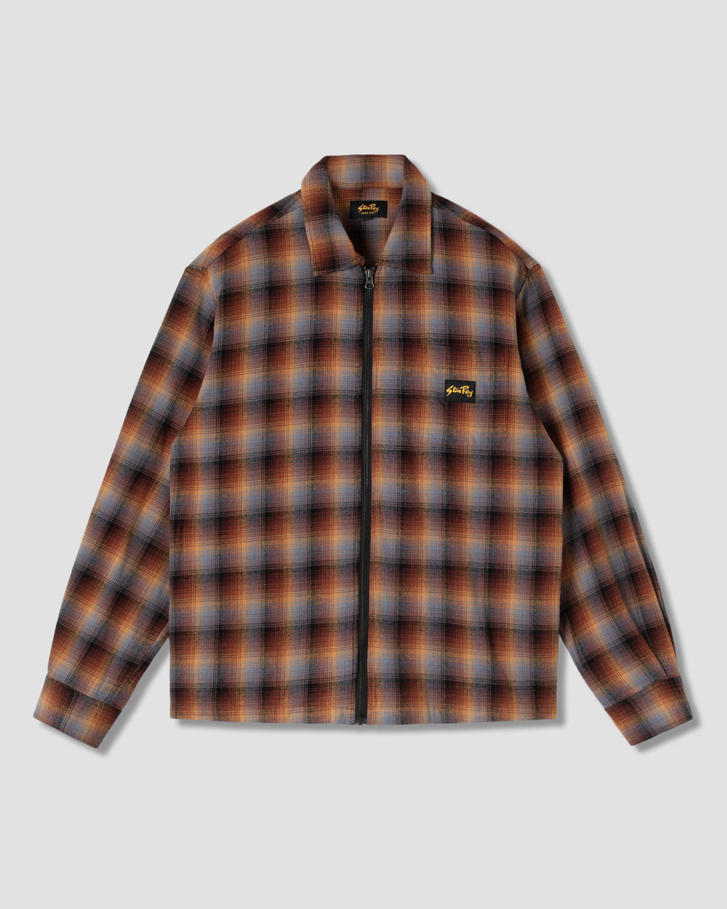 Zip Shirt - Brown/Blue Plaid