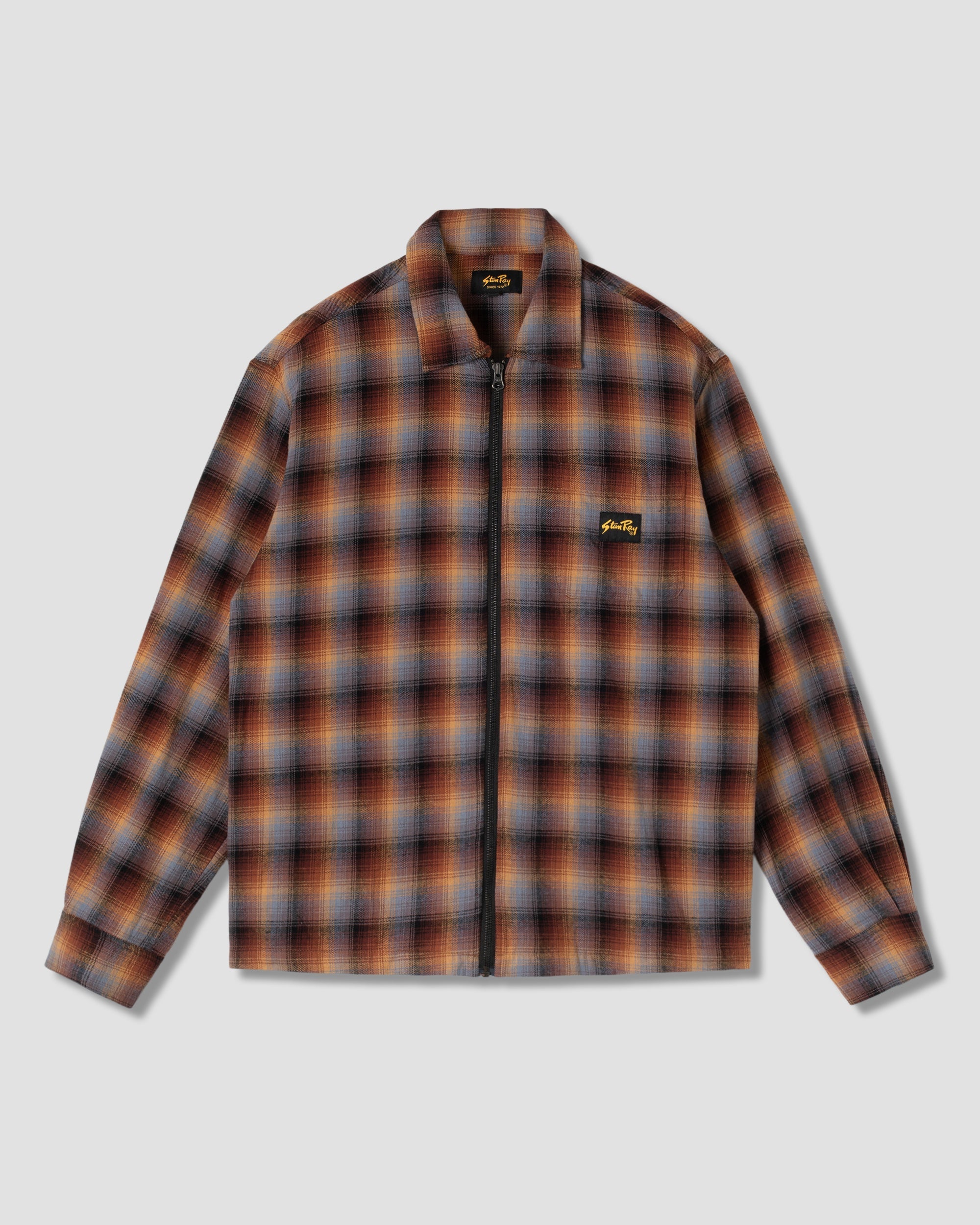 Zip Shirt - Brown/Blue Plaid