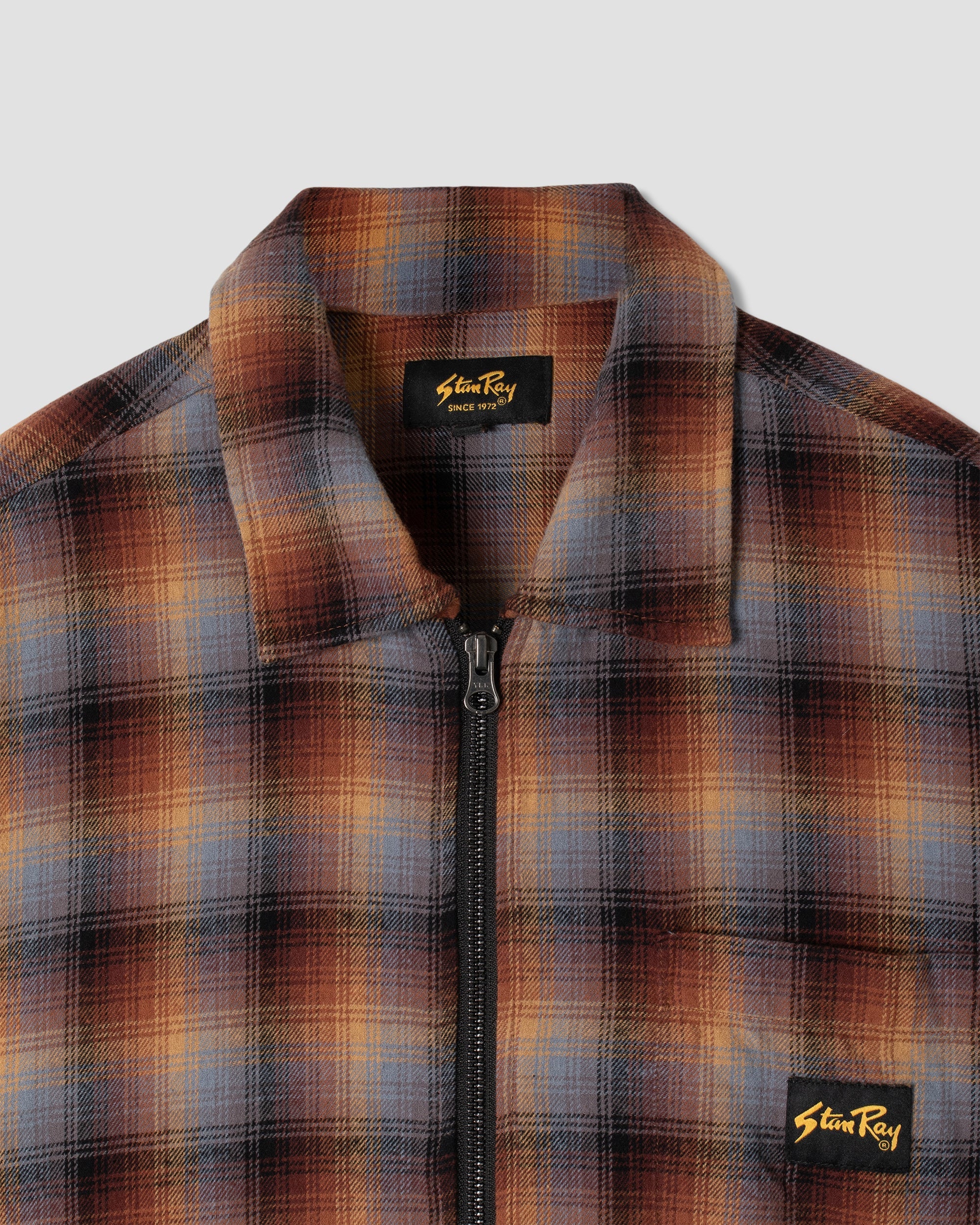 Zip Shirt - Brown/Blue Plaid