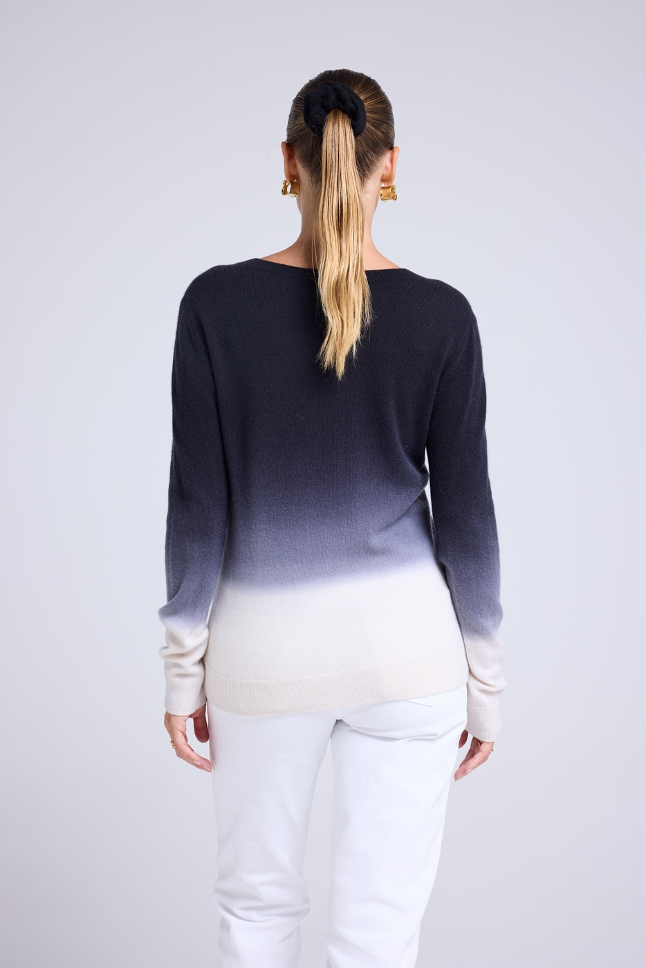 Jersey Cuello de Pico Dip Dye Cremallera - Negro