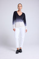 Pull Col V Dip Dye Zip - Noir