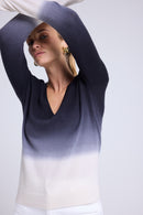 Pull Col V Dip Dye Zip - Noir