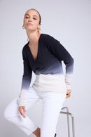 Pull Col V Dip Dye Zip - Noir