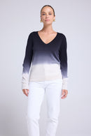 Pull Col V Dip Dye Zip - Noir