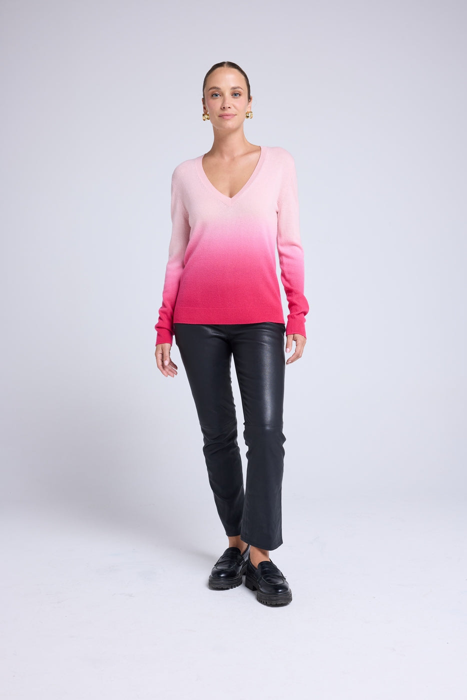 Pull Col V Dip Dye Zip - Rose Fluo
