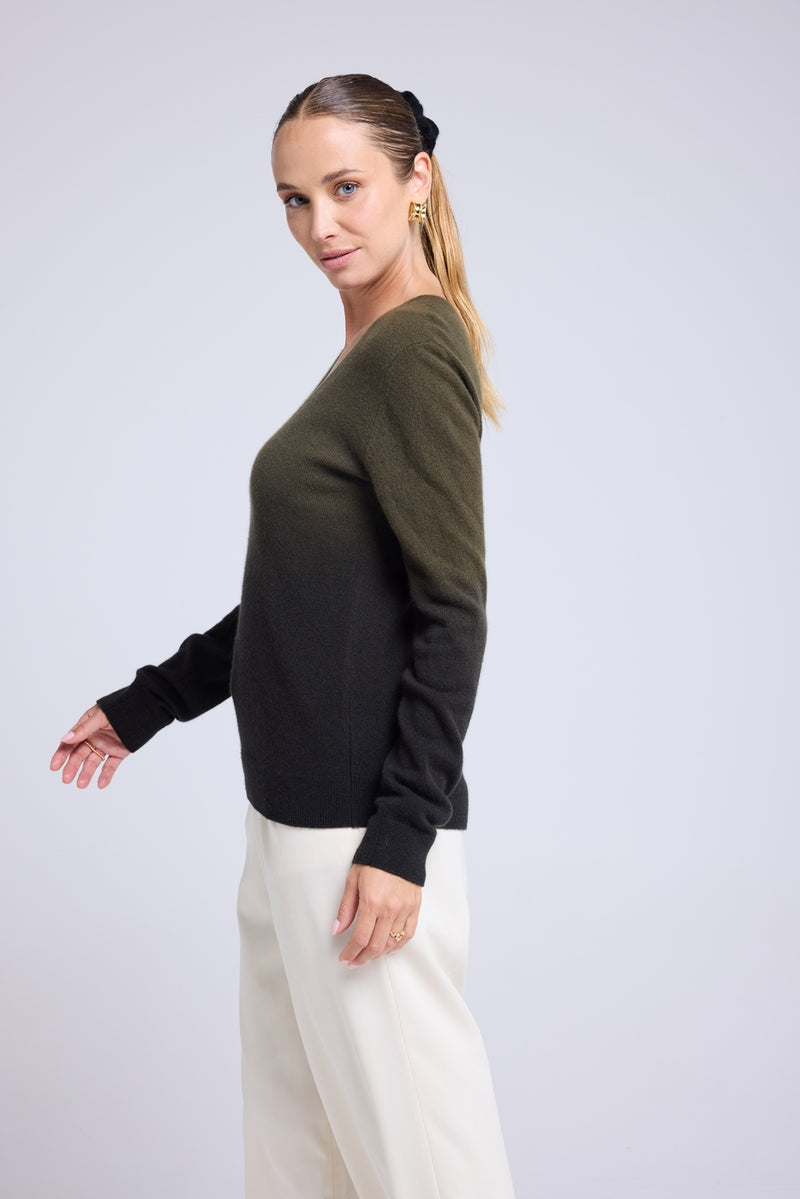 Pull Col V Dip Dye Zip - Vert