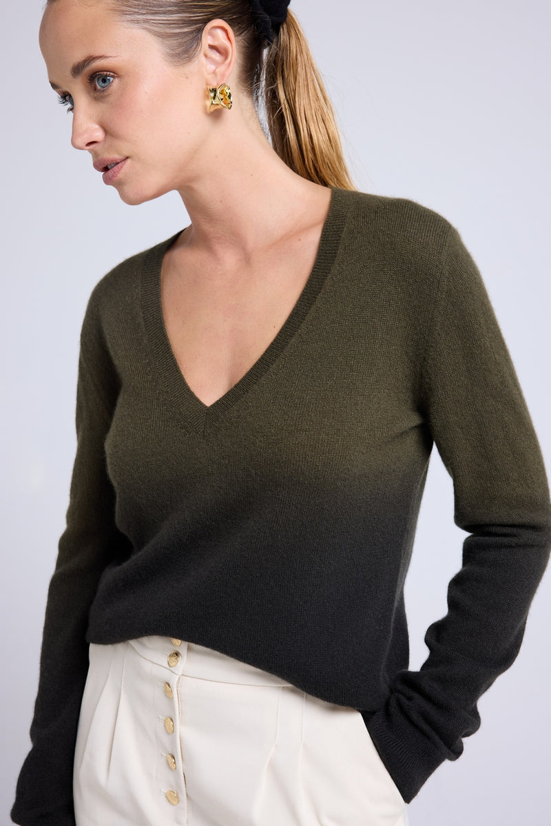 Pull Col V Dip Dye Zip - Vert