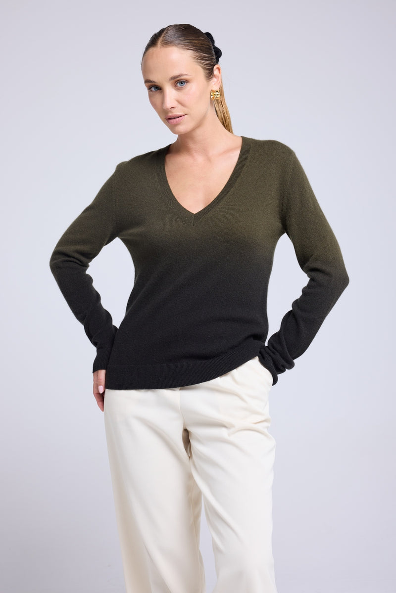 Pull Col V Dip Dye Zip - Vert