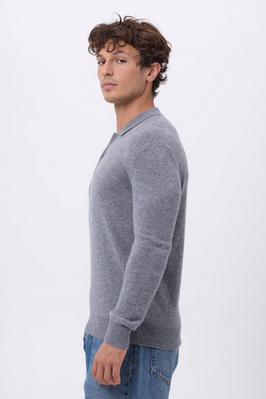Pull Col Polo Zizou - Gris Fonce - Homme