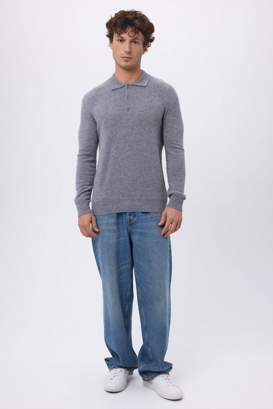 Pull Col Polo Zizou - Gris Fonce - Homme