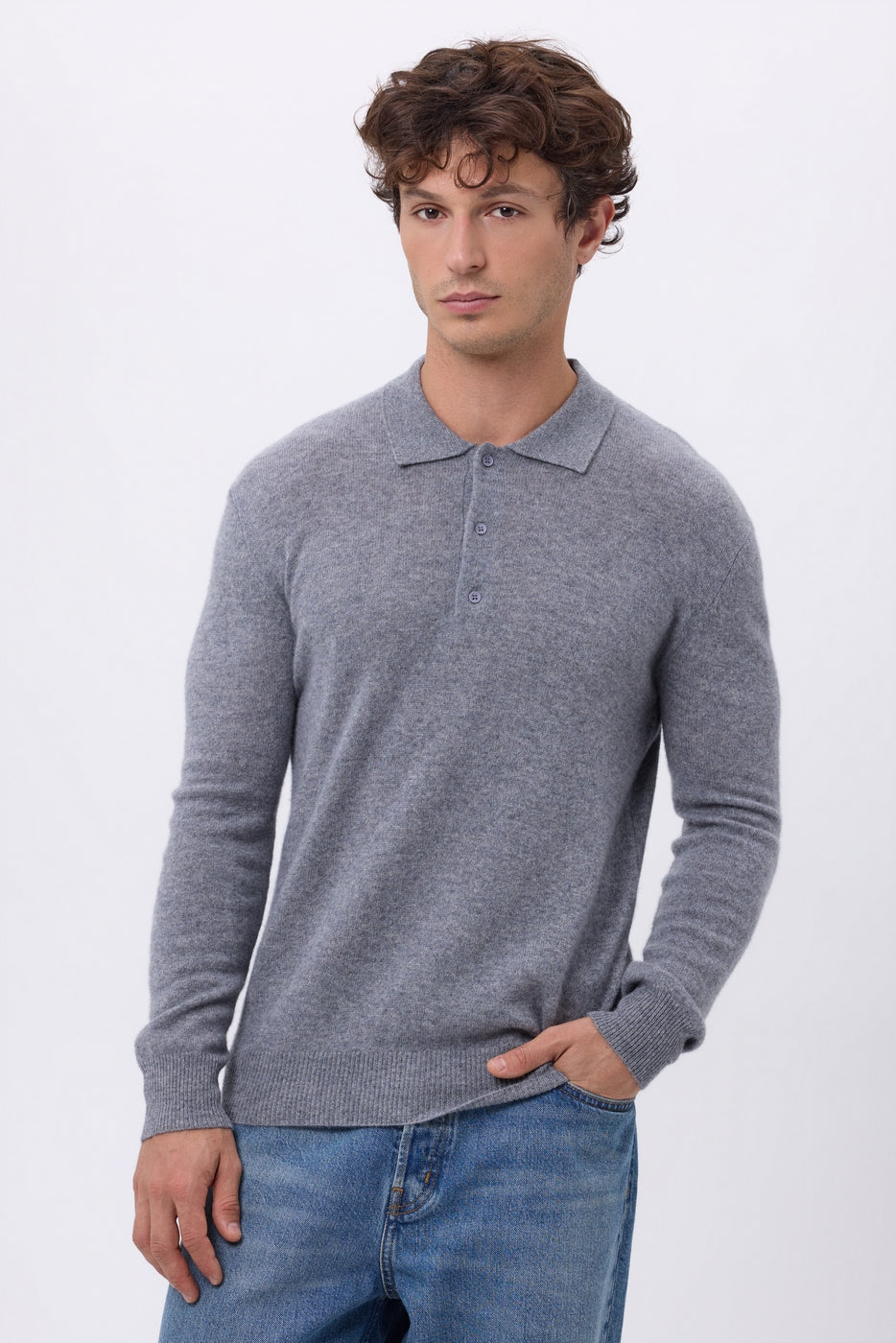 Pull Col Polo Zizou - Gris Fonce - Homme