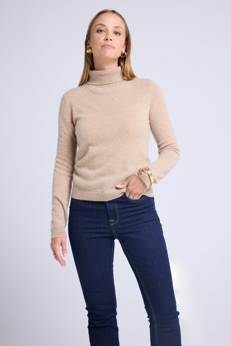 Pull Col Roule Zoe - Beige Crème