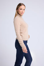 Jersey Cuello Alto Zoe - Beige Crema