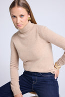 Pull Col Roule Zoe - Beige Crème