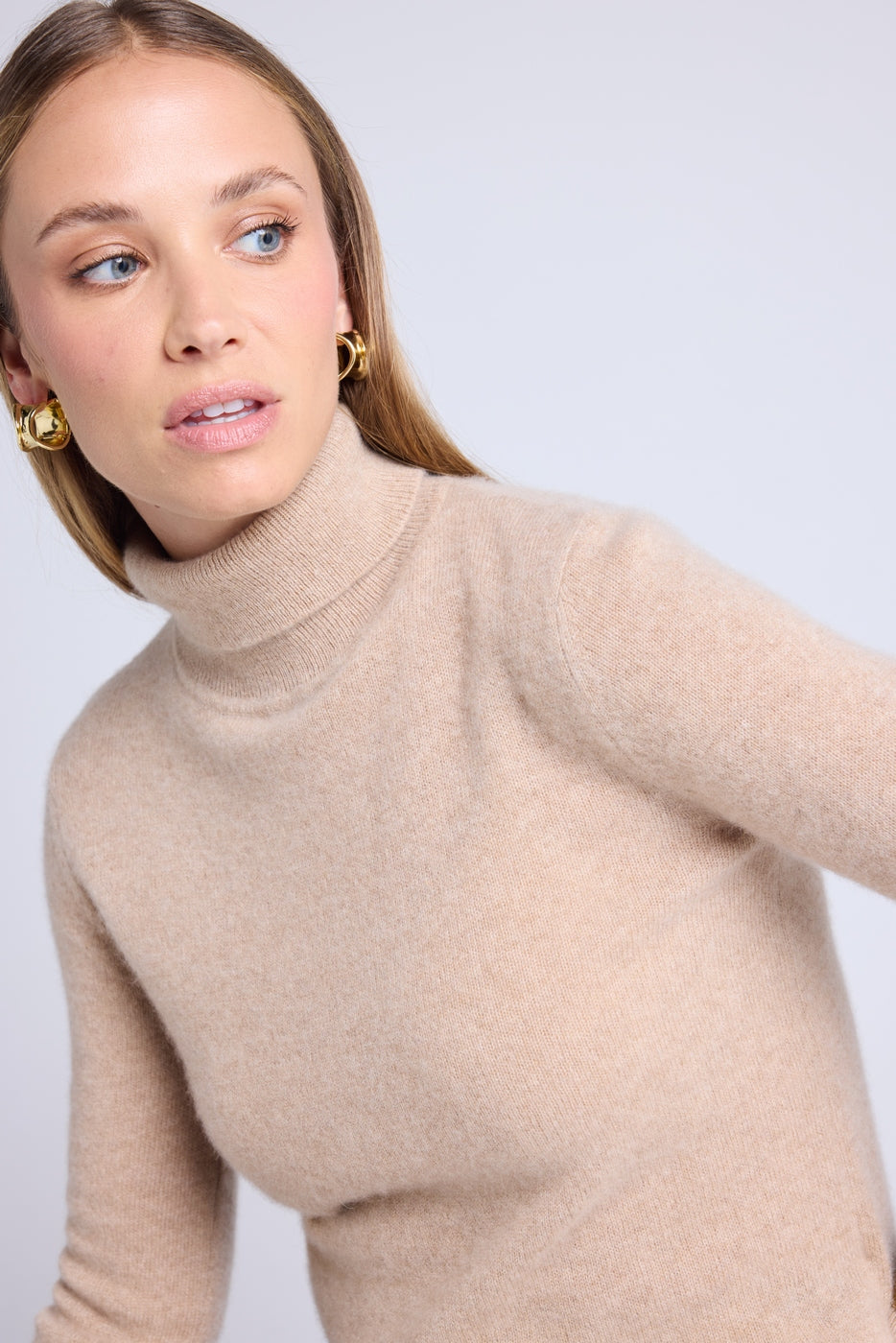 Jersey Cuello Alto Zoe - Beige Crema