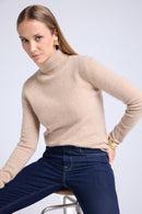 Pull Col Roule Zoe - Beige Crème