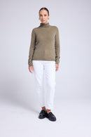 Pull Col Roule Zoe - Vert Khaki