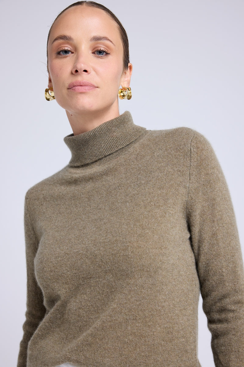 Pull Col Roule Zoe - Vert Khaki