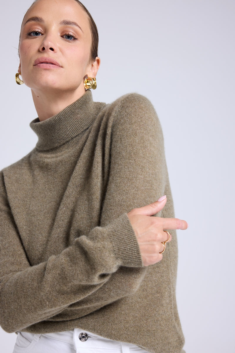 Pull Col Roule Zoe - Vert Khaki