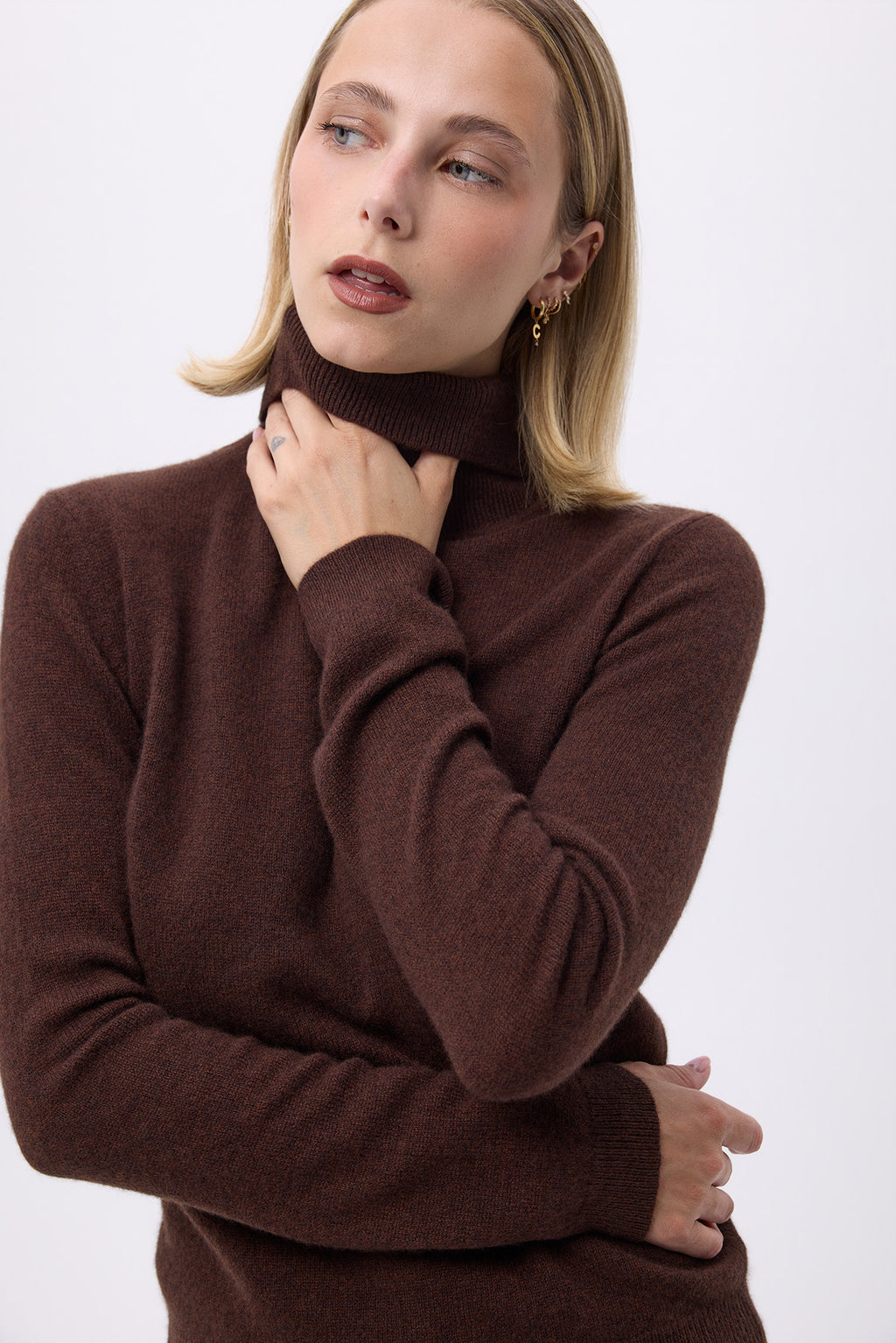 Pull Col Roule F Zoe - Marron - Femme