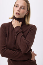 Pull Col Roule F Zoe - Marron - Femme