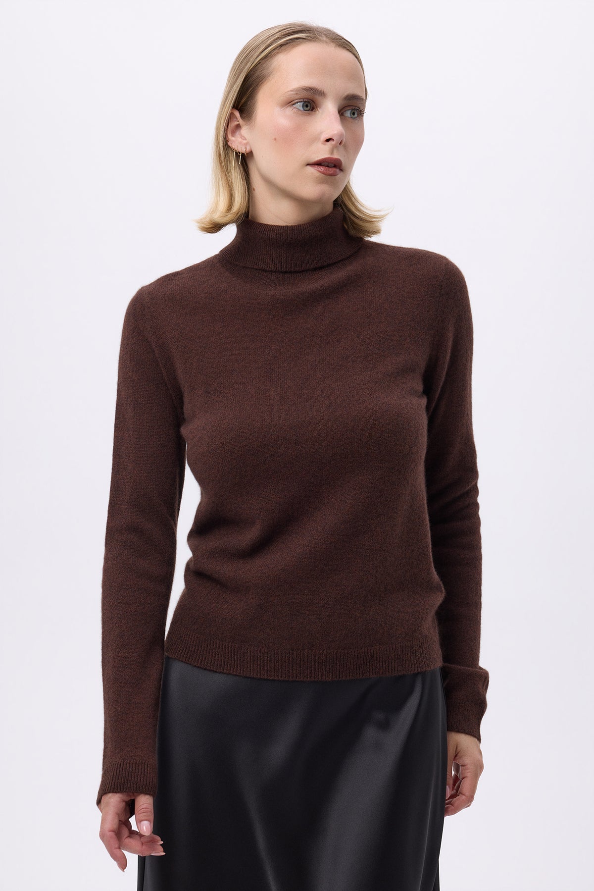 Pull Col Roule F Zoe - Marron - Femme