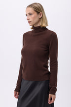 Pull Col Roule F Zoe - Marron - Femme