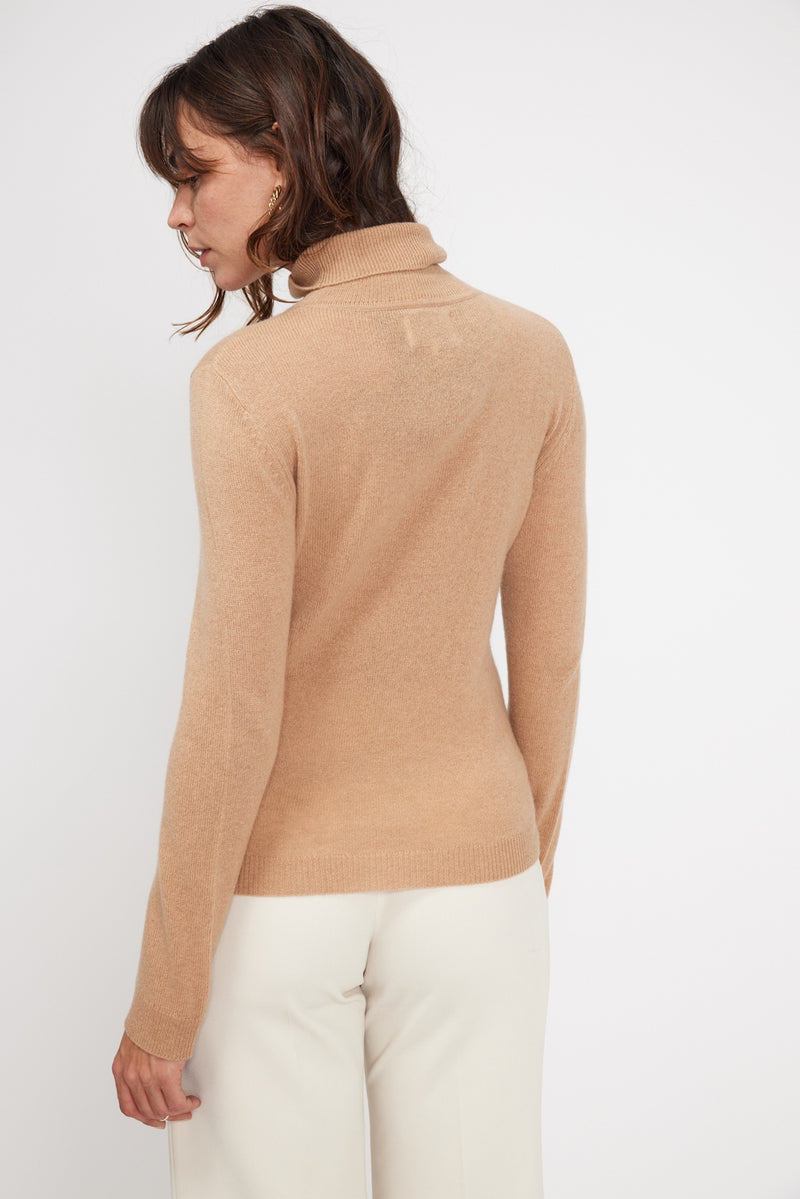 Pull Col Roulé Zoe - Beige - 100% Cachemire Oeko-Tex - Femme