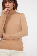 Pull Col Roulé Zoe - Beige - 100% Cachemire Oeko-Tex - Femme