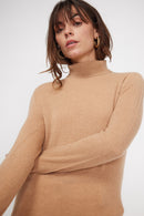 Pull Col Roulé Zoe - Beige - 100% Cachemire Oeko-Tex - Femme